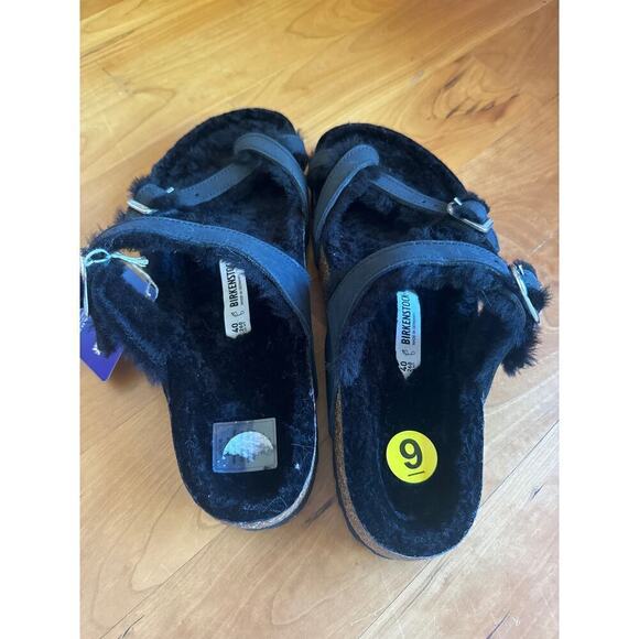 NWT Birkenstock Mayari Shearling Sandals Leather black NEW 40 Made in Germany 9 - Picture 6 of 8